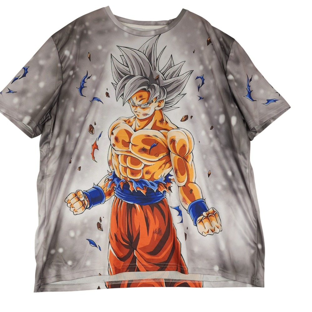 Dragon Ball Z Goku Ultra Instinct All Over Print T Shirt Anime Manga Mens XL
